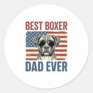 Best Boxer Dad Ever Vintage Dog Classic Round Sticker