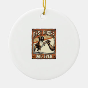 Best Boxer Dad Ever Vintage Dog Dad Ceramic Ornament