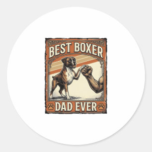 Best Boxer Dad Ever Vintage Dog Dad Classic Round Sticker