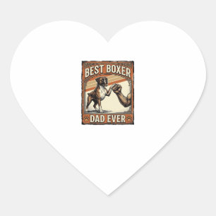 Best Boxer Dad Ever Vintage Dog Dad Heart Sticker