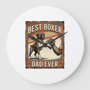 Best Boxer Dad Ever Vintage Dog Dad Large Clock