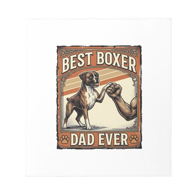 Best Boxer Dad Ever Vintage Dog Dad Notepad (Front)