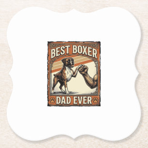 Best Boxer Dad Ever Vintage Dog Dad Paper Coaster