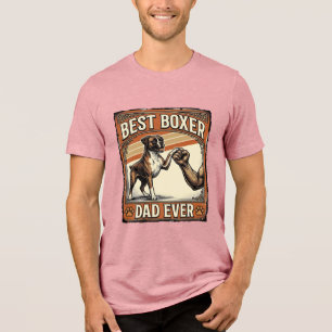 Best Boxer Dad Ever Vintage Dog Dad Tri-Blend Shirt