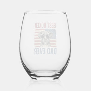 Best Boxer Dad Ever Vintage Dog Stemless Wine Glass