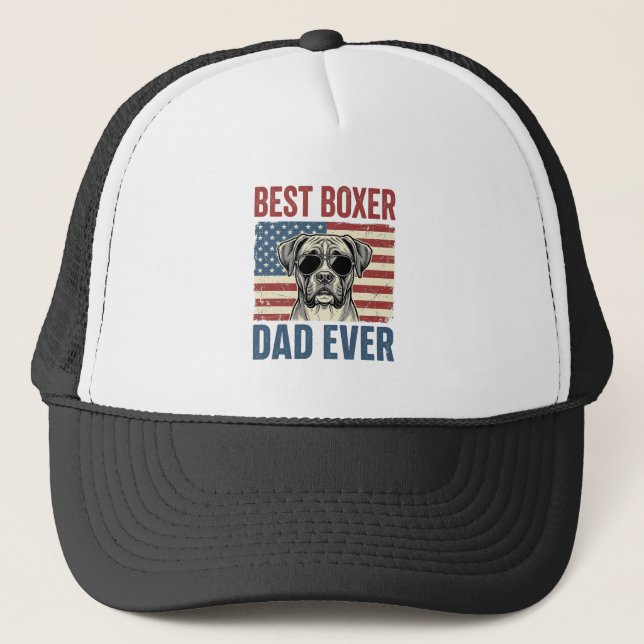 Best Boxer Dad Ever Vintage Dog Trucker Hat (Front)