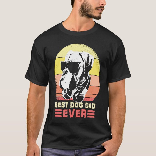 Best Boxer Dog Dad Ever Sunglasses And Headphones T-Shirt (Front)