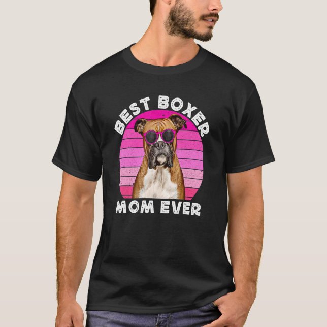 Best Boxer Mom For Women Retro Boxer Dog  Owner Cu T-Shirt (Front)