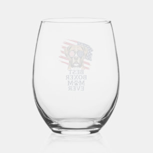 Best Boxer Mum Ever Patriotic Dog Shirt Design_1 Stemless Wine Glass