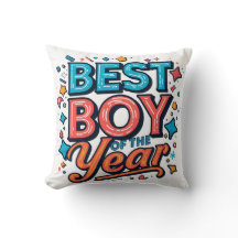 Best Boy Of The Year Throw Pillow -Kids Room Decor