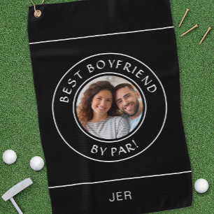 Best Boyfriend By Par Fun Photo Golfer Black Pro Golf Towel