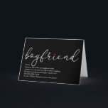 Best Boyfriend Definition Script Red Love Heart Card<br><div class="desc">Perfect for your boyfriend to create a unique gift. An ideal way to show him how amazing he is every day. Designed by Thisisnotme©</div>