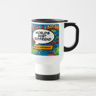 Best Boyfriend Ever Fun Modern Retro Comic Book Travel Mug