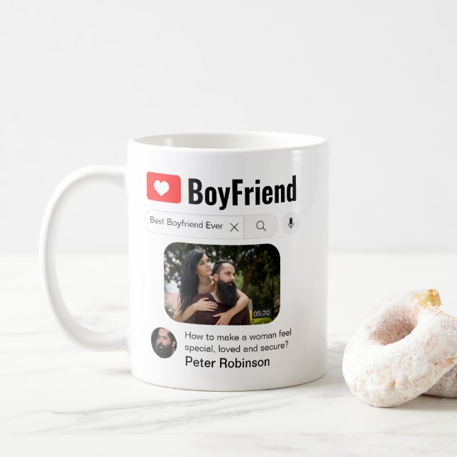 Best Boyfriend Ever Funny Internet Search Results Coffee Mug (With Donut)