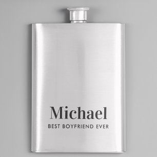 Best Boyfriend Ever Monogram Hip Flask