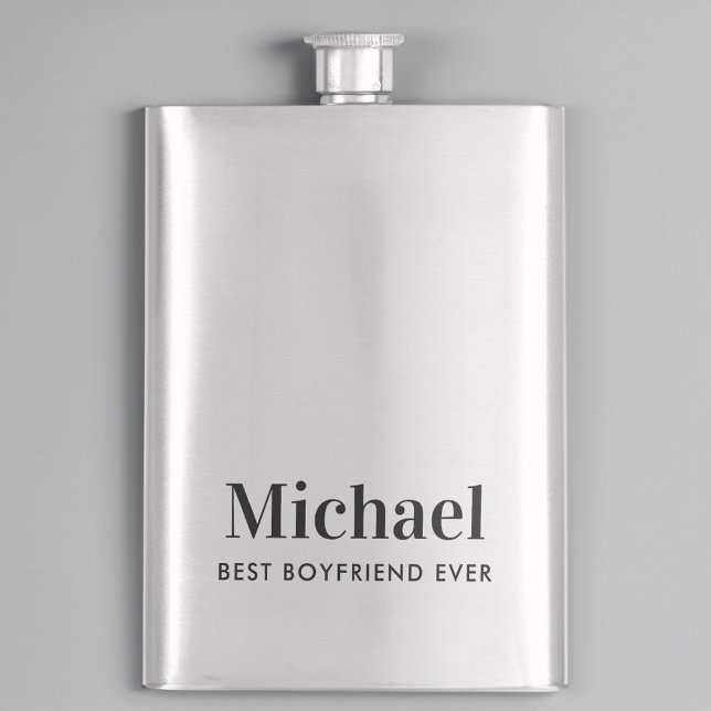 Best Boyfriend Ever Monogram Hip Flask (Creator Uploaded)