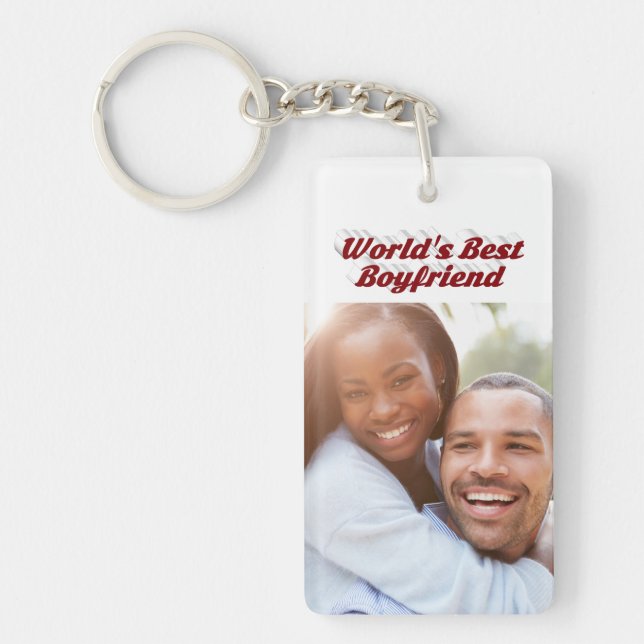 Best Boyfriend photo burgundy 3d text  Key Ring (Front)