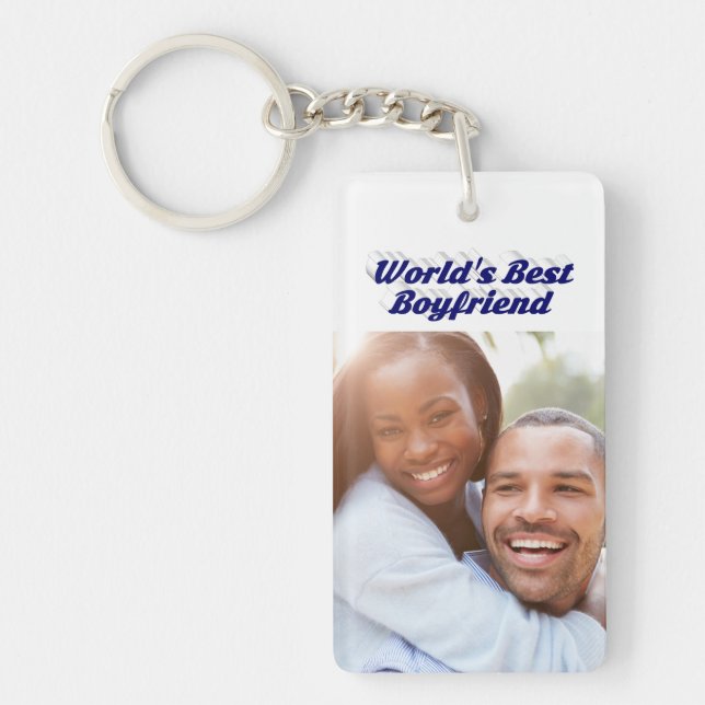 Best Boyfriend photo dark blue 3d text  Key Ring (Front)