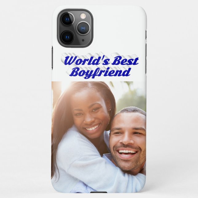 Best Boyfriend Photo with blue text  iPhone Case (Back)