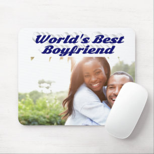 Best Boyfriend Photo with dark blue text Mouse Pad