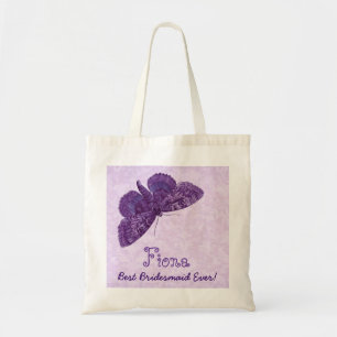 Best Bridesmaid Ever Purple Vintage Butterfly Tote Bag