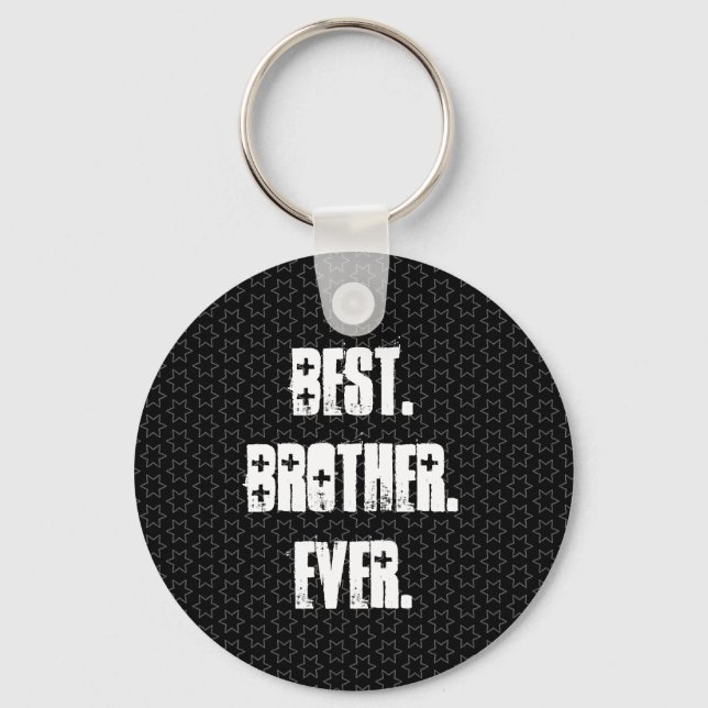 Best BROTHER Ever Black and White Star Pattern Key Ring (Front)