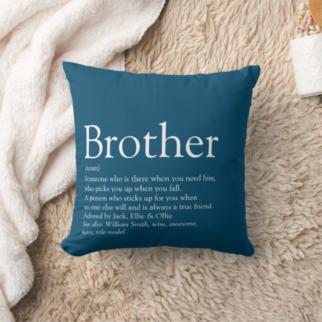 Best Brother Ever Definition Fun Modern Blue Cushion (Blanket)