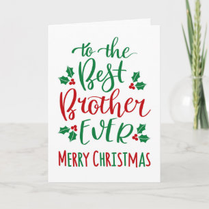 Best Brother Ever Merry Christmas Typography Card