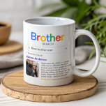 Best Brother Ever Search Results Photo & Message Coffee Mug<br><div class="desc">This creative and heartwarming custom mug is the perfect way to celebrate your brother, making it an ideal gift for his birthday, Christmas or other holiday, or any special occasion. The unique design cleverly mimics a popular internet search engine's results page, with a customisable search bar where you can input...</div>