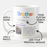 Best Brother Ever Search Results Photo & Message Coffee Mug<br><div class="desc">This fun and heartfelt mug gift is the perfect way to celebrate the best brother ever. Styled to resemble a search engine result, it humorously declares your brother as the world's best, complete with a personal message and custom photo for a special touch. The bright, colourful design adds a playful...</div>