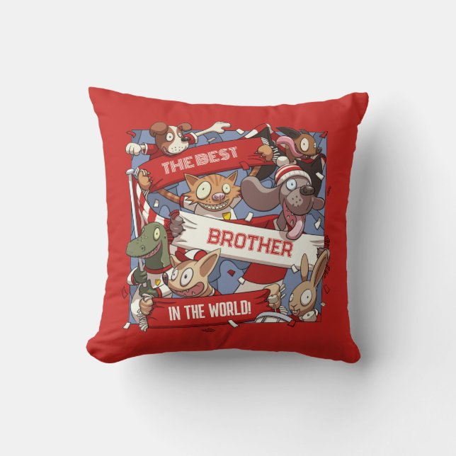 Best Brother Funny Cartoon Animal Sports Fans Cushion (Front)