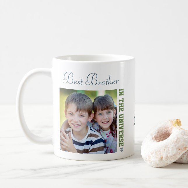 Best Brother in the Universe - Two Square Photos Coffee Mug (With Donut)