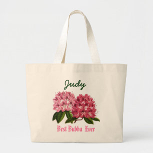 Best Bubba Ever Custom Name  Rhododendron Large Tote Bag