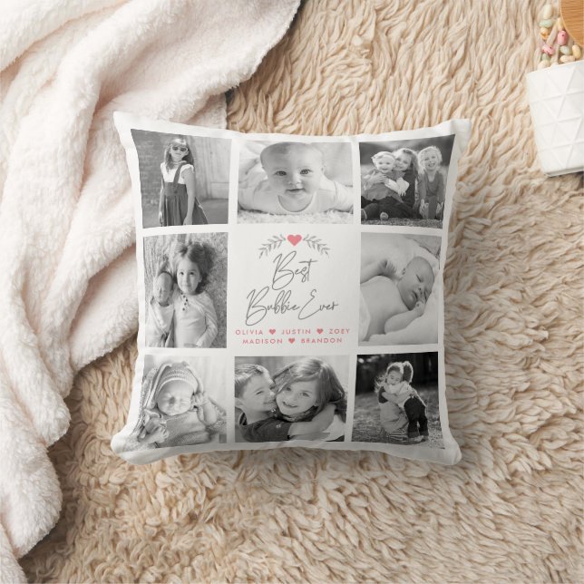 Best Bubbie Ever Modern Script 8 Photo Collage Cushion (Blanket)