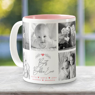Best Bubbie Ever Modern Script 8 Photo Collage Two-Tone Coffee Mug