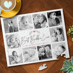 Best Bubbie Ever Script 10 Photo Collage Modern Jigsaw Puzzle