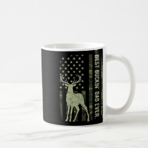 Best Buckin' Dad Camouflage American Flag Deer Hun Coffee Mug