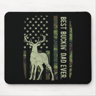Best Buckin' Dad Camouflage American Flag Deer Hun Mouse Pad
