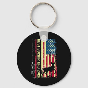 Best Buckin Dad Ever Patriotic Hunter Gift Hunting Key Ring