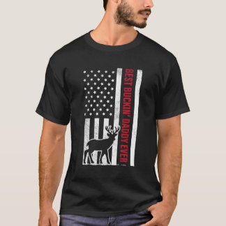 Best Buckin Daddy American Flag Buck Hunting Hunte T-Shirt