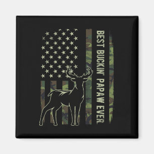 Best Buckin' Papaw Camo American Flag Deer Hunting Magnet