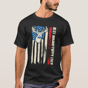 Best Buckin Pappy Ever Deer Hunting American Flag  T-Shirt