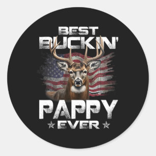 Best Buckin' Pappy Ever Usa Flag Deer Hunting Fath Classic Round Sticker