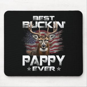 Best Buckin' Pappy Ever Usa Flag Deer Hunting Fath Mouse Pad