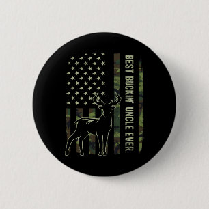 Best Buckin' Uncle Ever Camo American Flag Deer Hu 6 Cm Round Badge