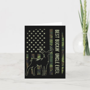 Best Buckin' Uncle Ever Camo American Flag Deer Hu Card