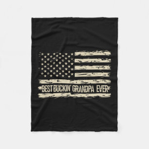 Best Bucking Grandpa Ever Camouflage Us Flag Deer  Fleece Blanket