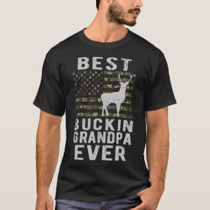 Best Bucking Grandpa Ever Camouflage US Flag Deer  T-Shirt