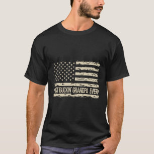 Best Bucking Grandpa Ever Camouflage Us Flag Deer T-Shirt