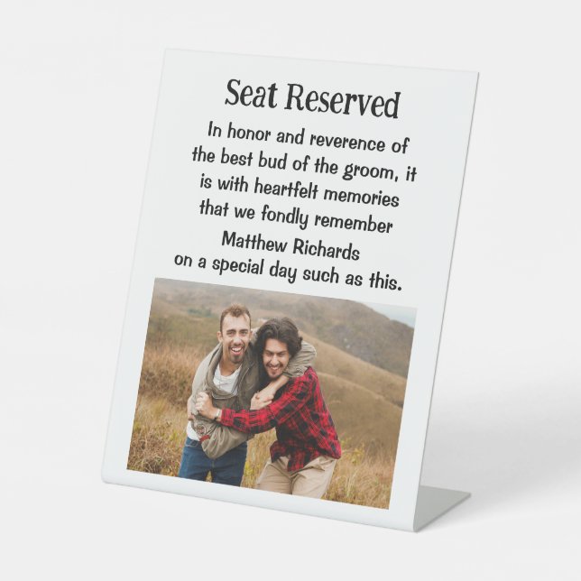 Best Bud Of The Groom Wedding Memorial Plaque Sign (Front)